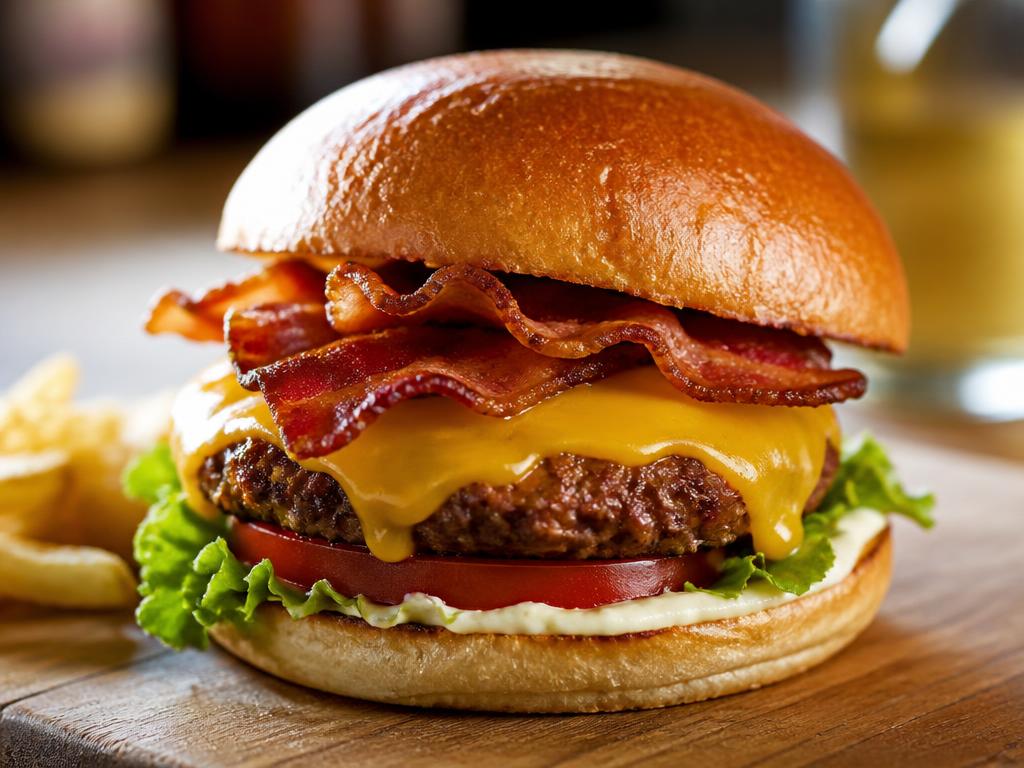 Burger bœuf, cheddar et bacon