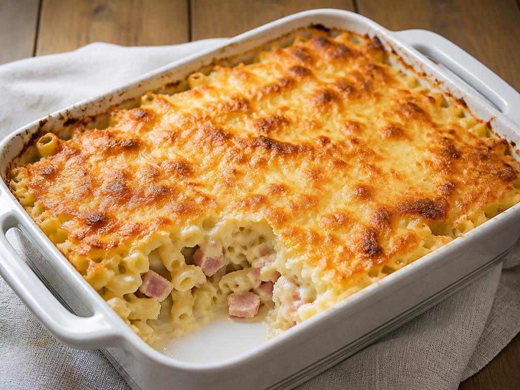 Gratin de macaronis au jambon