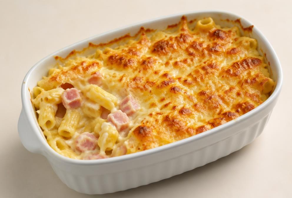 Gratin de pâtes au jambon