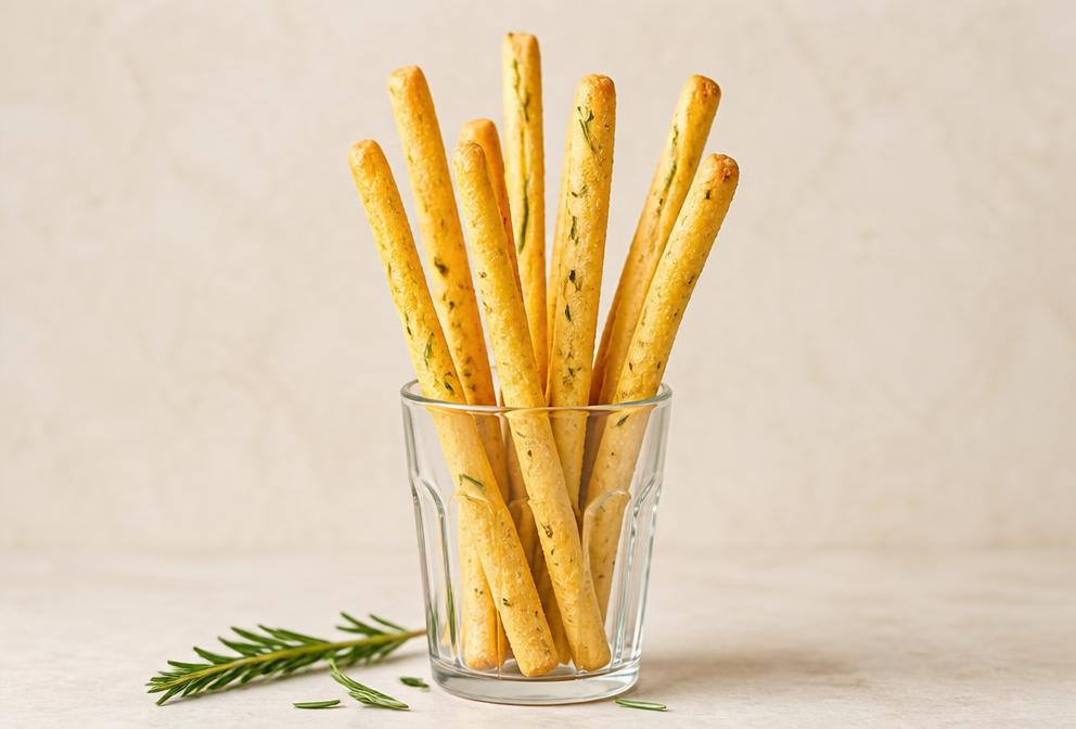 Gressins à la polenta et au romarin