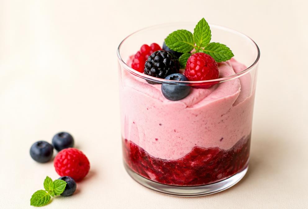 Mousse de fruits rouges au mascarpone