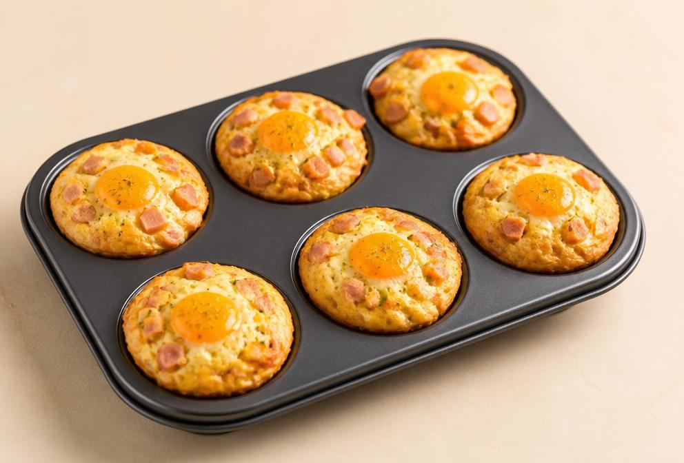 Muffins salés à l'œuf et au jambon